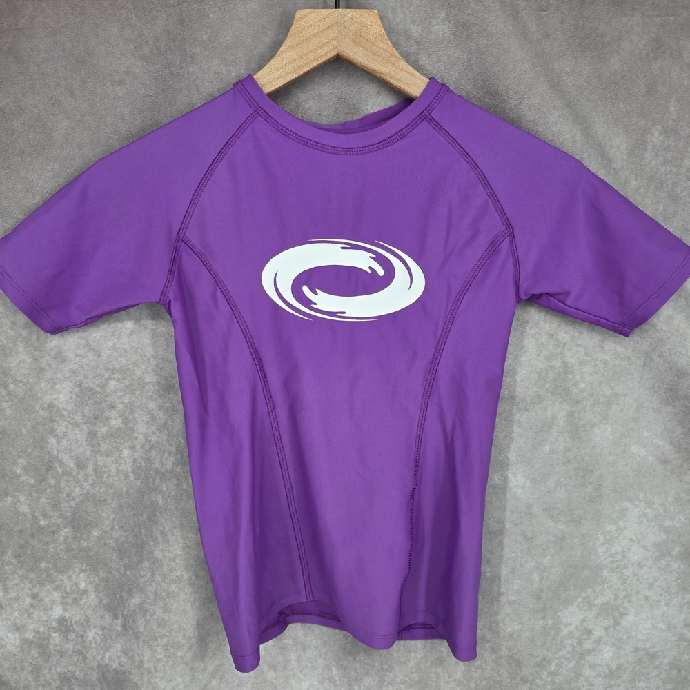 Orageous Rash Guard UV Boys Youth Small 10/12 Short Sleeve Swim Shirt Purple